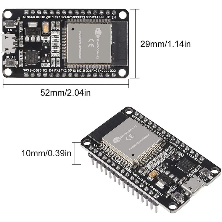 

2 Pack ESP32 ESP-32S Development Board 2.4GHz Dual-Mode WiFi + Bluetooth Dual Cores Microcontroller Processor Integrated