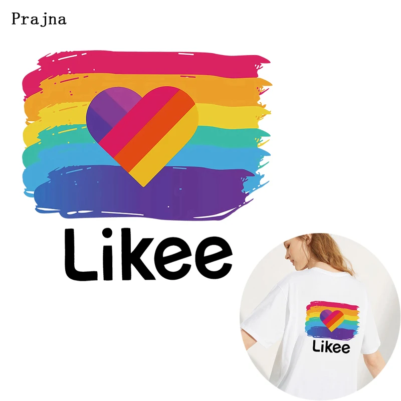 Prajna теплопередача Радуга Likee App винил для одежды наклейки сердце крылья патч