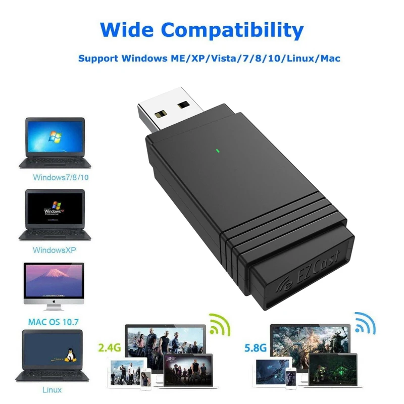 

Dual Bluetooth-compatible Adapter Ultra-fast WiFi Adapter, 866Mbps Transmission 5300BS, 1200M, USB 802.11, AC 2.4GHz,