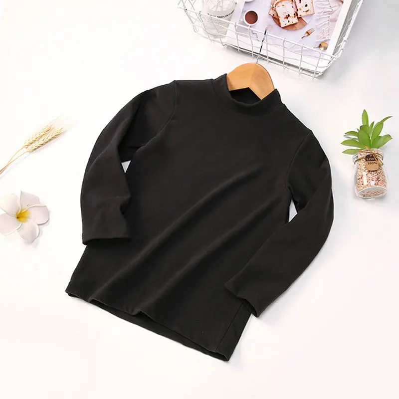 thick dark gray Зимняя детская футболка рубашки с высоким воротником для девочек, теплая плотная детская футболка для мальчиков детское термобелье От 2 до 14 лет - Цвет: thick dark gray