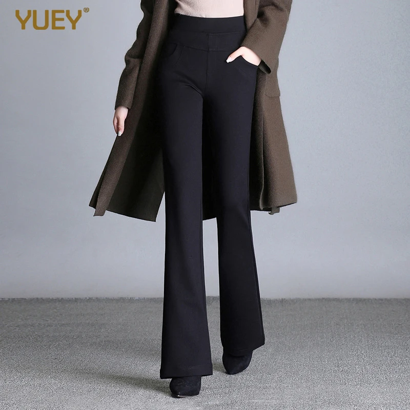 New Women's Autumn Spring Tight Flare Pants Red High Waist Plus Size Blue Elastic Band Trousers Fashion Casual Stretch Pants 6XL