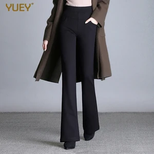 Новые женские осенне-весенние узкие брюки клеш, красные, с высокой талией, размера плюс, синие эластичные брюки, модные повседневные брюки стрейч 6XL