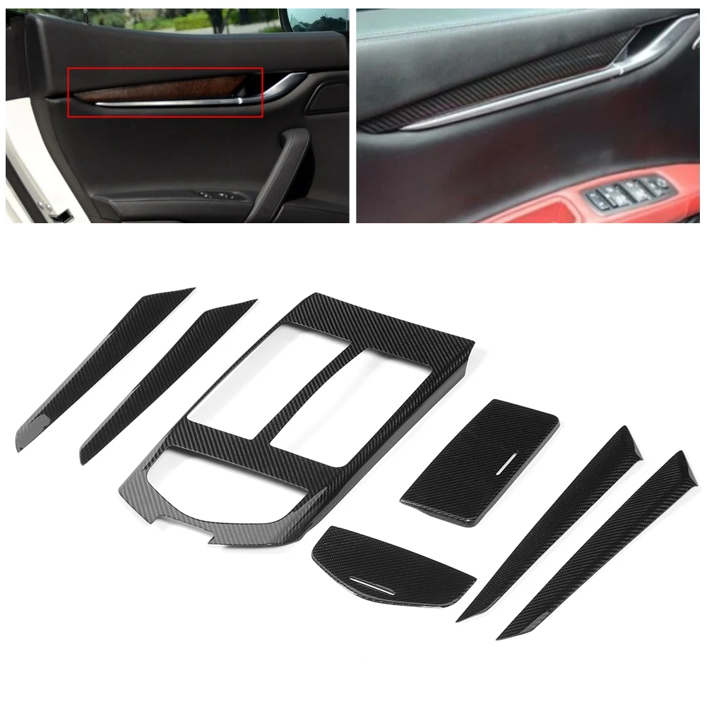 

7Pcs/Set Dry Carbon Fiber Interior Trim Decorative Cover Refitting Fit for Maserati Ghibli 2014-2016 oto aksesuar