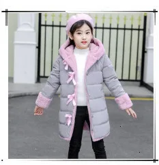 30 degrees Children Baby girl clothing Winter Thicken Parka Kids Faux Fur Hooded Coat Plus velvet Jackets clothes snowsuit
