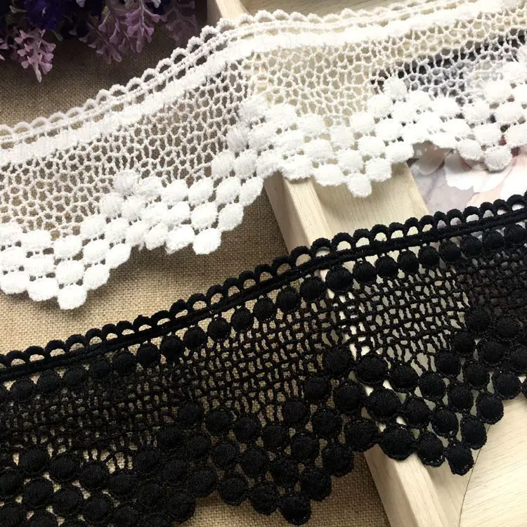 

7.5cm Wide Silk Water Soluble Fine Lace Trim Applique DIY Clothes Skirt Home Furnishing The Curtains Of The Bed Neckline Fabric