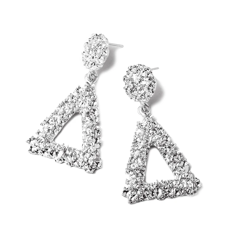 Silver 7 BICUX, модные золотые Висячие серьги для женщин, массивные большие геометрические металлические серьги, Женские Висячие серьги, современные ювелирные изделия - Окраска металла: Silver 7