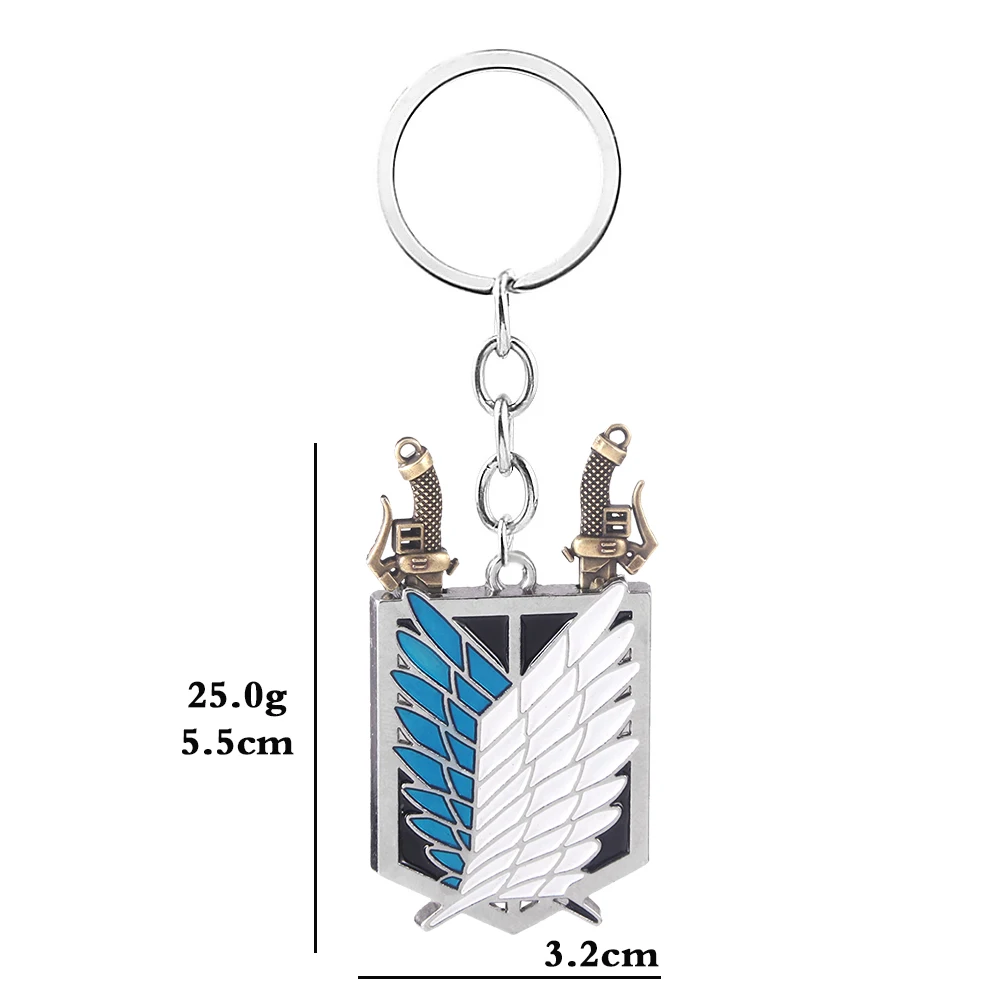 Attack On Titan Keychain Wings of Liberty Freedom Scouting Legion Eren Keyring for Women Man Cartoon Car Bag Pendant Jewelry images - 6