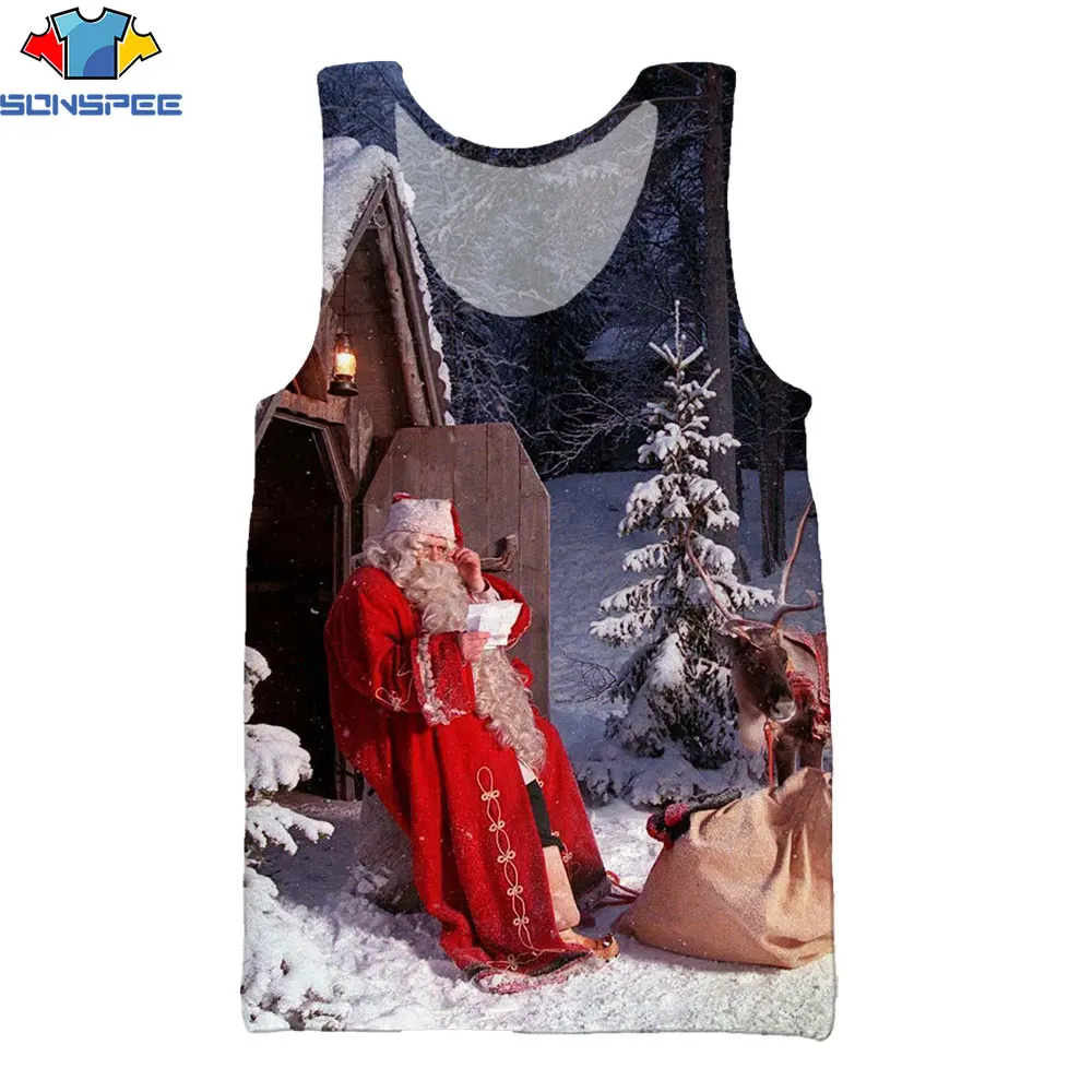 

SONSPEE 3D Unisex Tank Top Summer Christmas Style Santa Claus 3D Singlets Vest For Women/men Punk Sleeveless Vest Clothing Tops