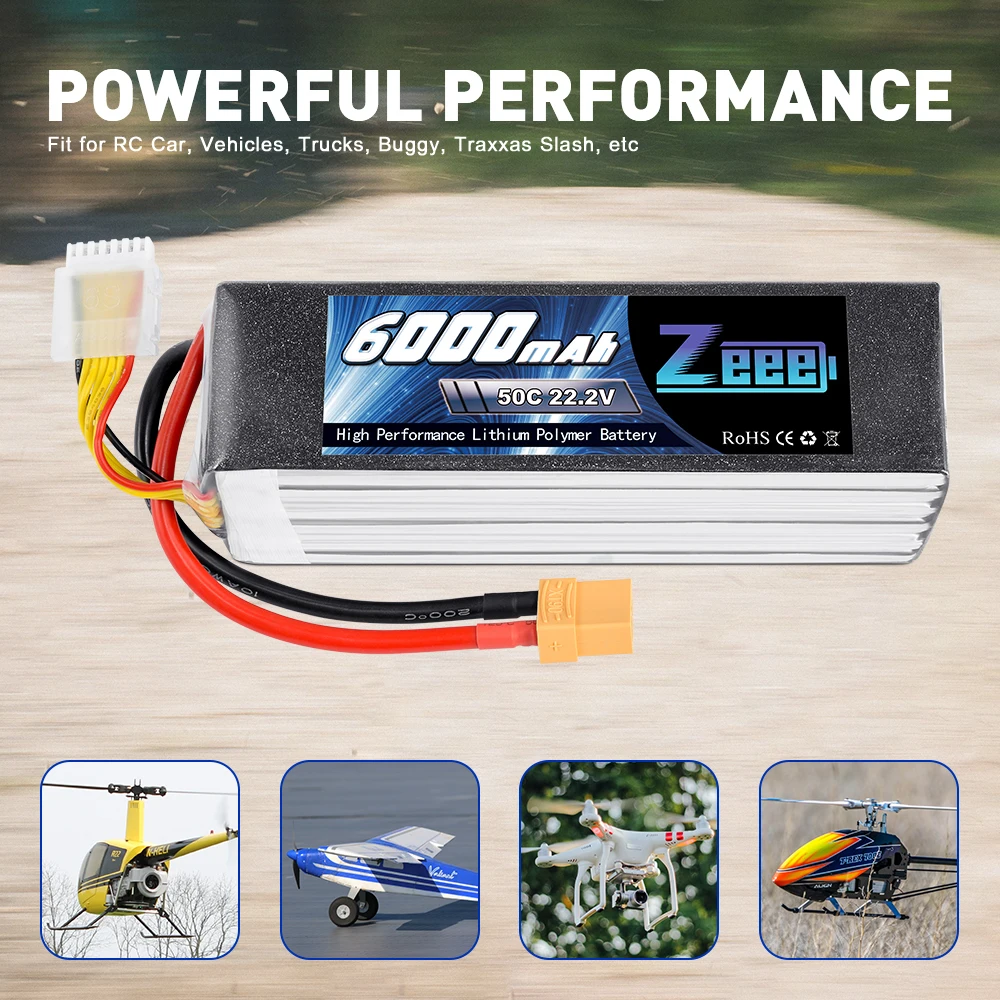 Zeee Lipo батарея 6000mAh 6S 22 2 V 50C с разъемом XT90 для дрона гоночного FPV вертолета