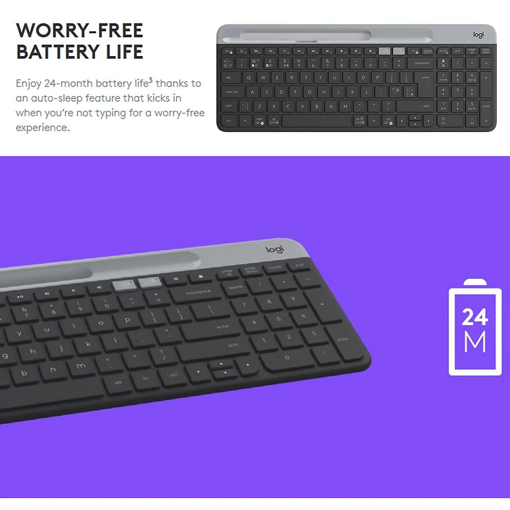 Беспроводная ультра-тонкая клавиатура Logitech K580 с двойным режимом 2 4G/Bluetooth