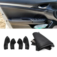 4pcs soft leather door armrest cover for honda civic 10th gen 2016 2017 door panels cover trim black with carbon texture splice