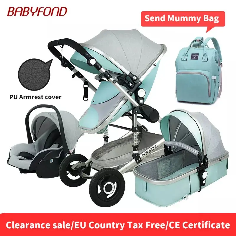 Детская коляска 3 в 1 легкая детская Автомобильная с высоким ландшафтом на 0-36