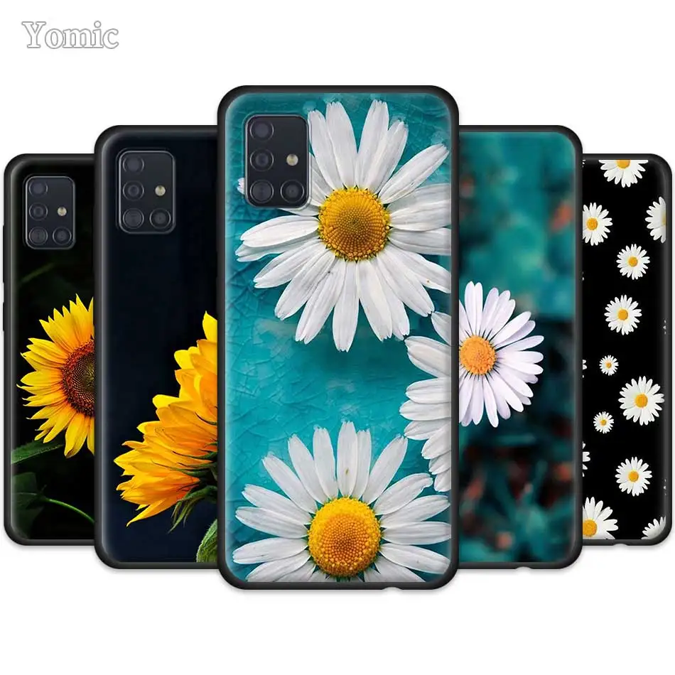 

Summer Daisy Sunflower Floral Case for Samsung Galaxy A51 A71 A50 A21s S20 FE S21 Ultra A31 A10 A20e A41 A70 Black Soft Cover