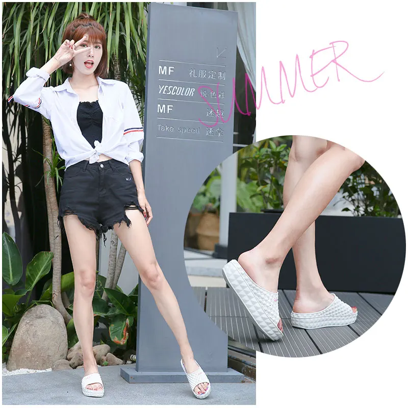 MWY Home House Bathroom Shower Slippers For Women Summer Non Slip Soft Outdoor Beach Slides Zapatos Mujer Wedges Flip Flops