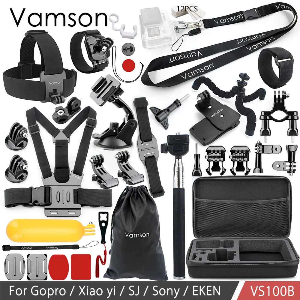 Vamson для Gopro hero 8 7 6 5 набор аксессуаров для SJCAM M10 для SJ5000 чехол eken SOOCOO для Xiaomi для yi 4k экшн-камеры VS100 - Цвет: VS100B