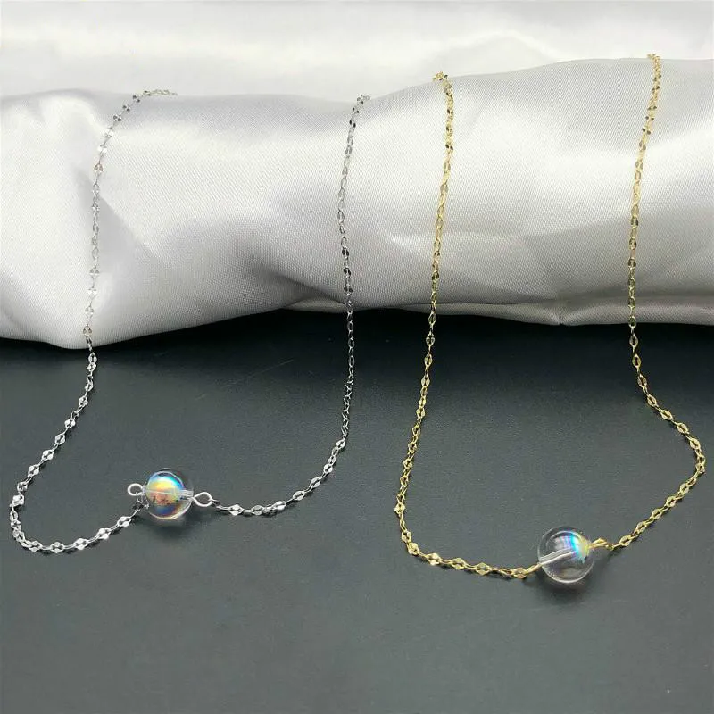 Разноцветное ожерелье с кристаллами и кулонами настоящее 925 пробы Серебряное для