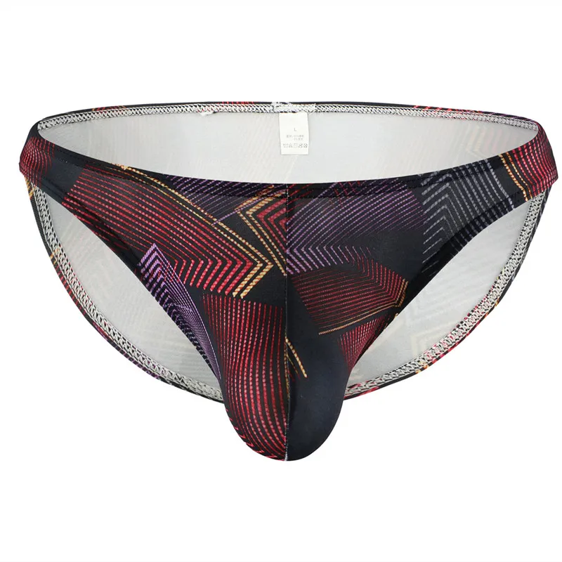

Sexy Underwear Men's Briefs Silk Print Panties Man Breathable Low Rise Pouch Underpants Male Shorts Ropa Interior Hombre S-XXL