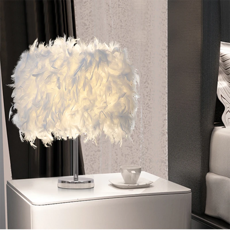 Современная креативная настольная лампа ручной вязки с перьями E27 220 В