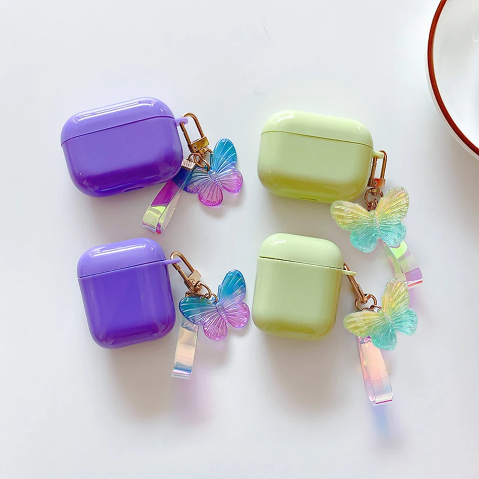

sFor AirPods 3 2 1 Case AirPods Pro cute Gradient butterfly Pendant headphone case air pods 2 soft candy color Earphone Cover