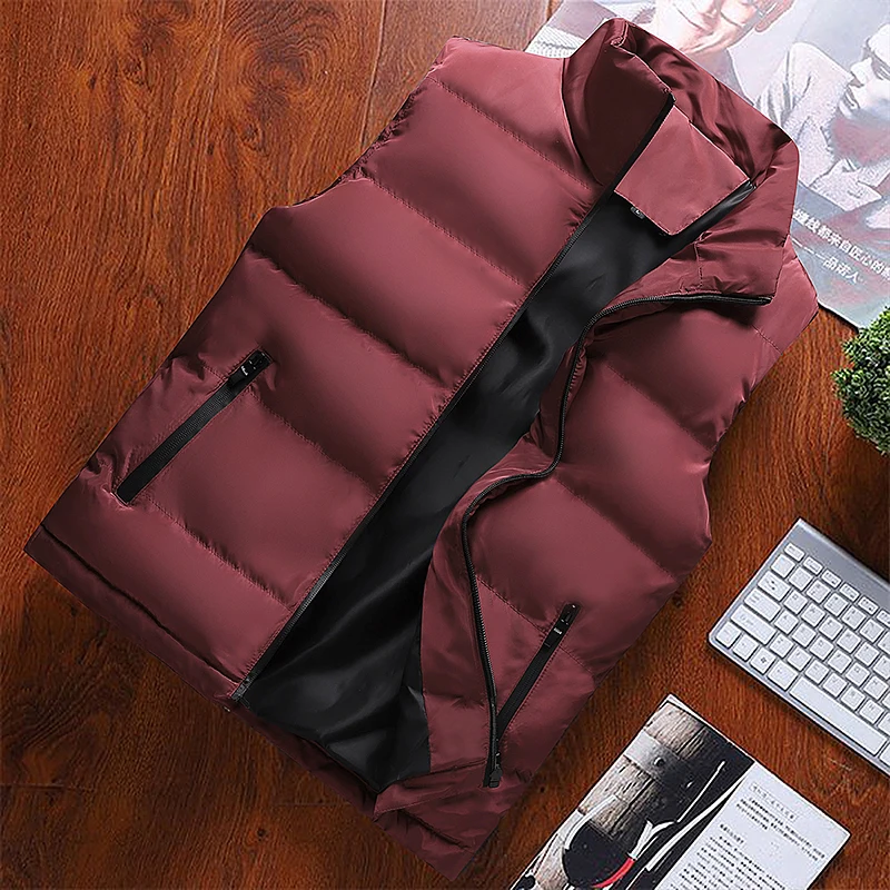 

FALIZA New Mens Vest Jackets Sleeveless Vest Winter Men's Warm Vest Homme Casual Thicken Waistcoat Chalecos Para Hombre 5XL MJ-M