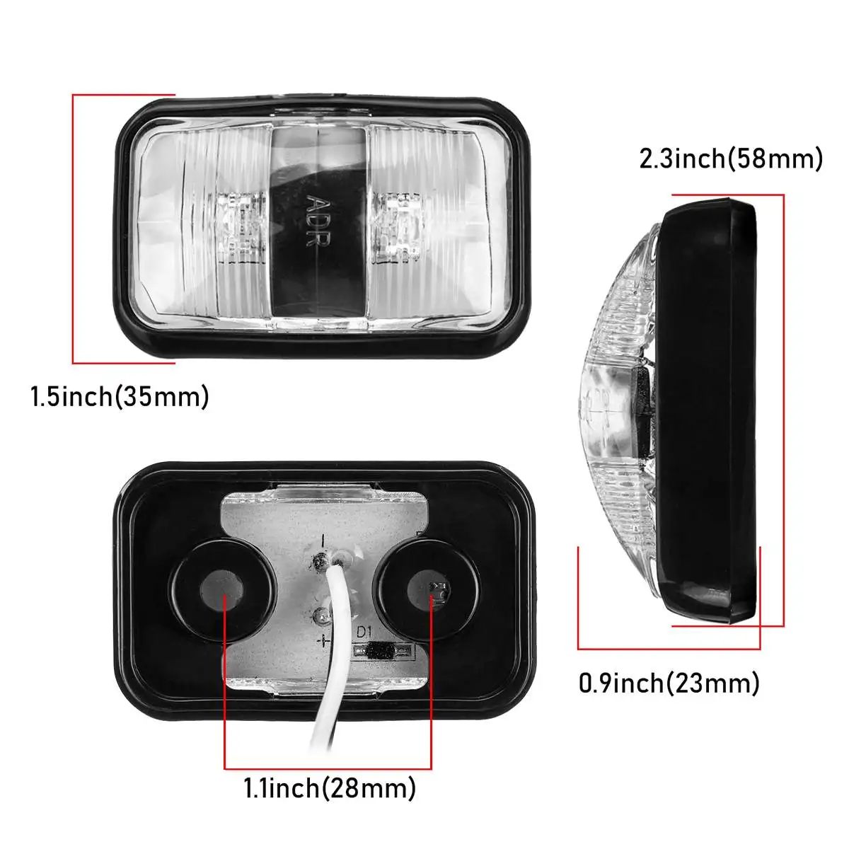 

2pcs 12V 24V Car Truck LED Side Marker Clearance Light Turn Light Signal Lamp Indicator Car Truck Trailer Caravan Red Amber