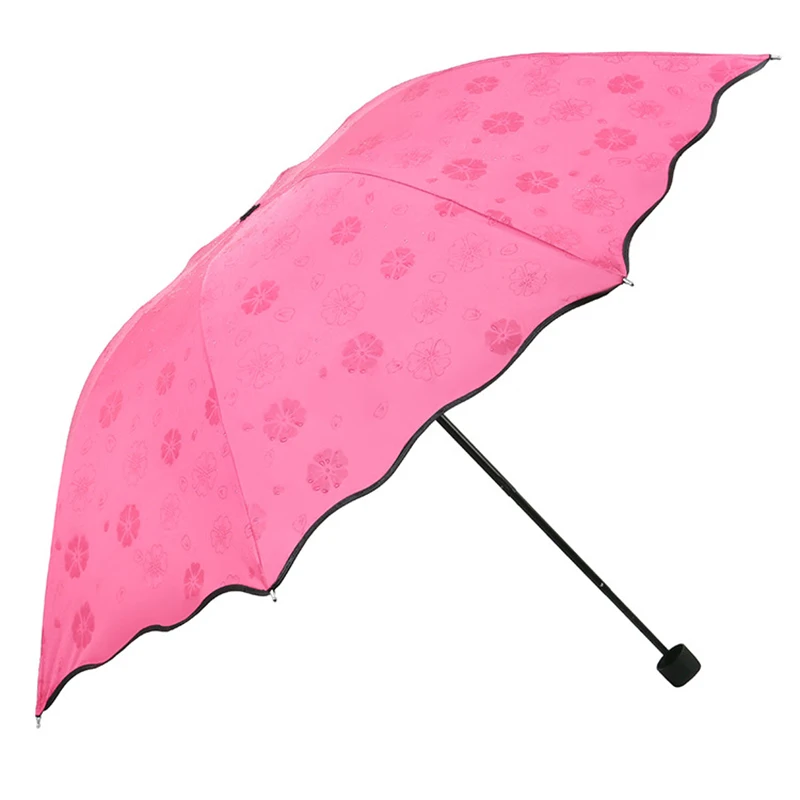 

Portable Mini Water Encounter Flowering Sunny Umbrella Lady UV Protection Solid Color Sun Umbrella Windproof Travel Umbrella