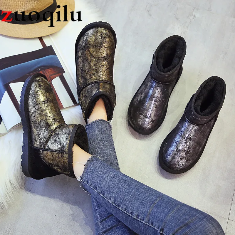 Женские зимние ботинки Плюшевые Зимние ботильоны на меху теплые короткие