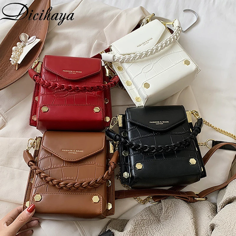 

DICIHAYA Women PU Small Handbags 2020 Popular New Trendy Fashion Ladies One-shoulder Chain Bag Messenger Crossbody Square Bag