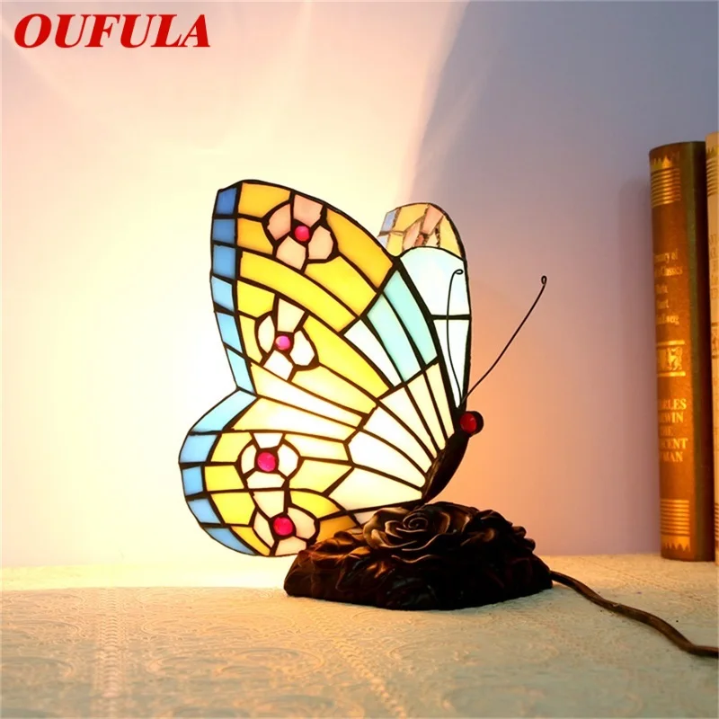 

OUFULA New Table Lamps Contemporary Creative Butterfly LED Colorful Desk Light for Home Bedroom Decoration