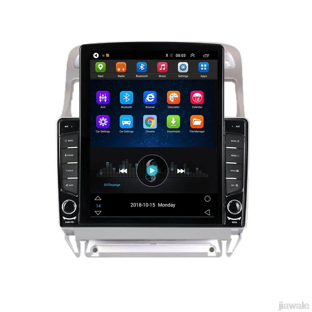 

9.7" octa core tesla style vertical screen Android 10 Car GPS video Multimedia for Peugeot 307 with 4G/Wifi DVR OBD mirror link