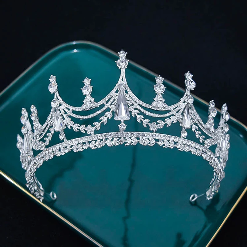 

Luxury Geometric Big Rhinestone Bridal Crown Baroque Crystal Tiaras Crowns for Women Bride Headbands Wedding Hair Accessories