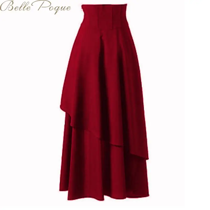 Belle Poque стимпанк необычные женские юбки высокая талия одноцветная юбка женская