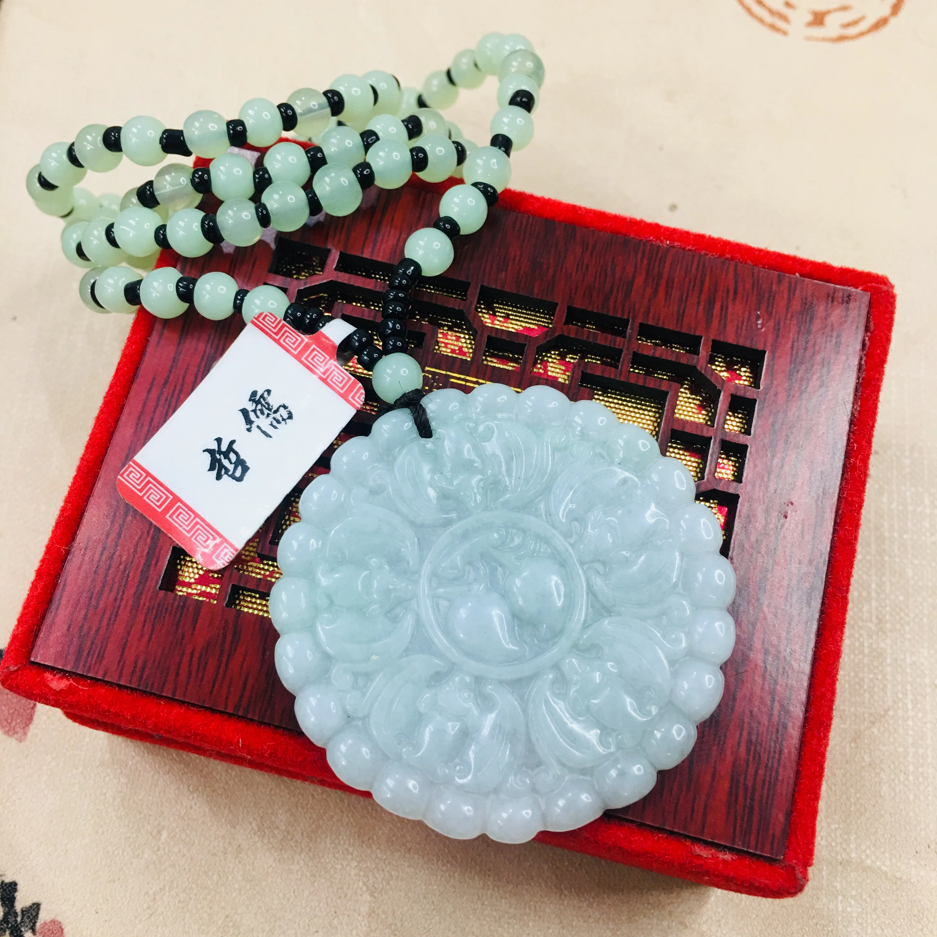 Zheru из печати чистый натуральный жадеит резной светильник зеленый круглый пять