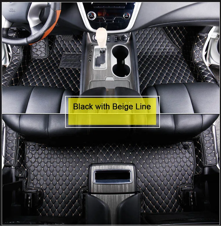 Black withBeige Line Автомобильный Стайлинг, автомобильные коврики для LHD Nissan Murano 3rd Z52-, автомобильные накладки для ног, автомобильный коврик, внутренний аксессуар - Название цвета: Black withBeige Line