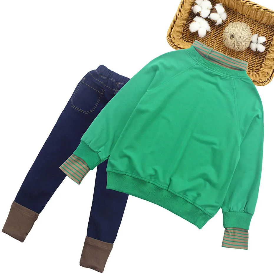 Girls Sport Clothes Set Striped Sleeve Sweatshirt + Pants 2PCS For Kids Girl Autumn Winter | Детская одежда и обувь