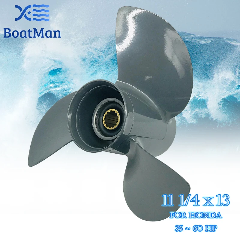 BoatMan® 11 1/4X13 Aluminum Propeller for Honda 35HP 40HP 45HP 50HP 60HP Outboard Motor 13 Tooth Engine RH Boat 58130-ZV5-000-ZA