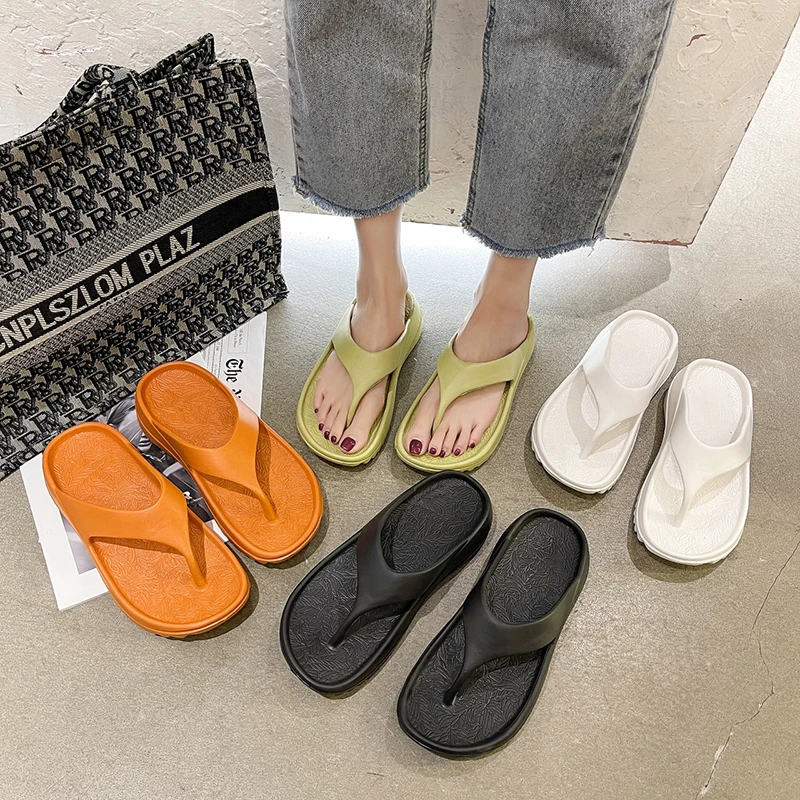 

Женские пляжные шлепанцы Rimocy, удобные шлепанцы на плоской подошве, на платформе, с зажимом, 2021