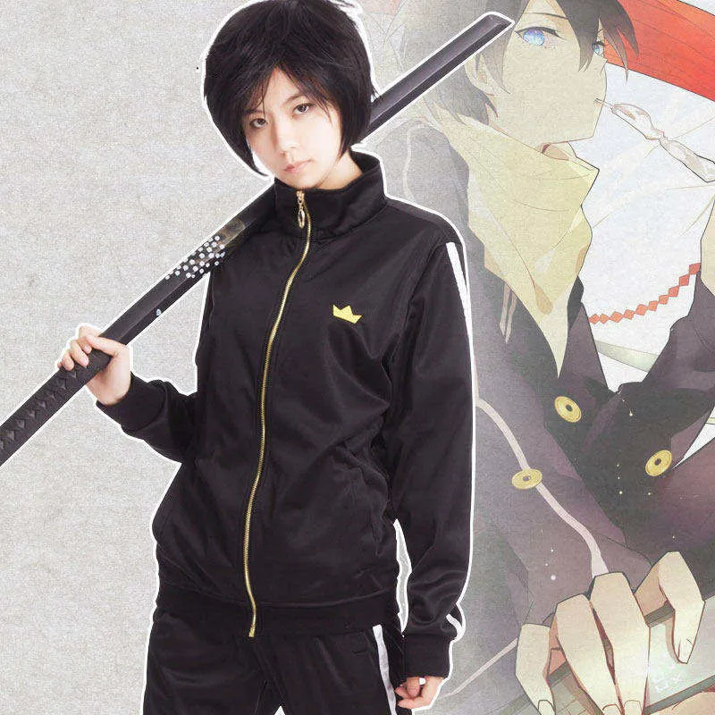 Аниме Бог бедности Noragami Yato куртка + брюки шарф костюм для косплея Черный