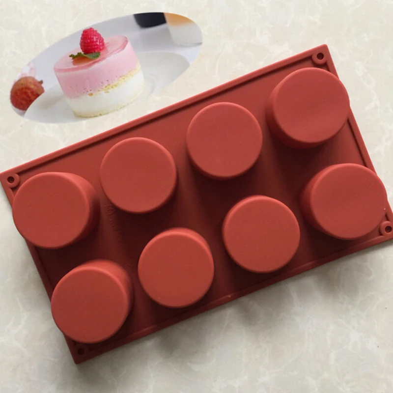 

8 Lattice Round Cylinder Cake Chocolate Silicone Mold Soap Ice Jelly Muffin Cupcake Molds Cake Decorating DIY Baking Pastry Tool