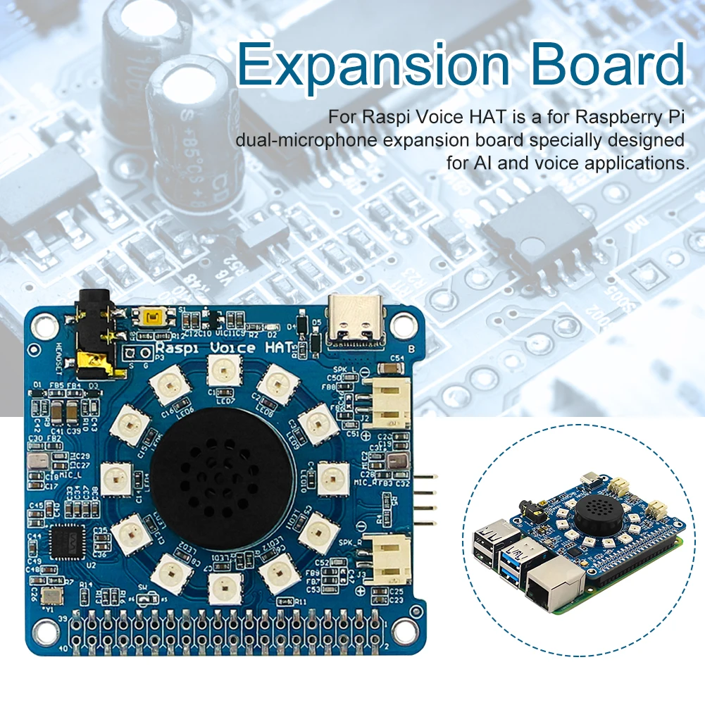 WM8960 Expansion Board Dual Mic Type C With RGB LED 1W Recording Computer Audio Amplifier Module 4B Voice HAT | Компьютеры и офис