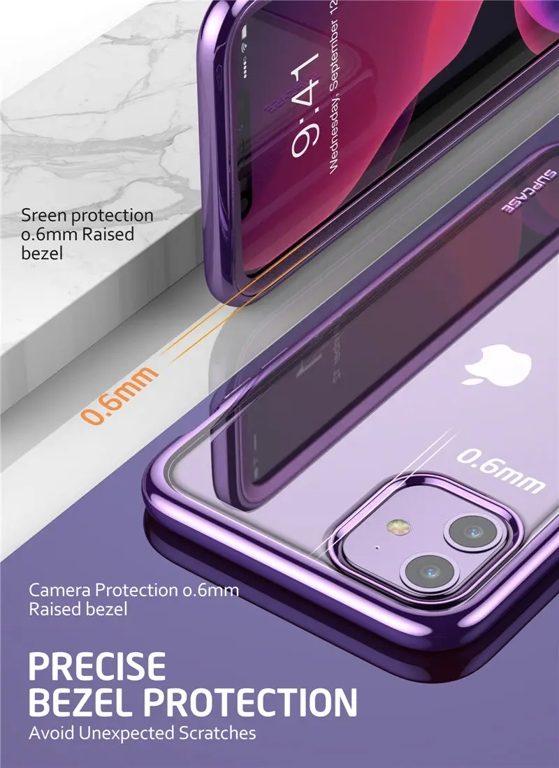 Чехол для iPhone 11 6,1() SUPCASE UB электро-металлический гальванический+ Гибридный чехол из ТПУ с встроенным защитным экраном