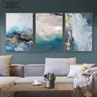 Современная Картина на холсте Абстрактная синяя мраморная океанская волна плакаты и принты Скандинавская Настенная картина для украшения интерьера дома