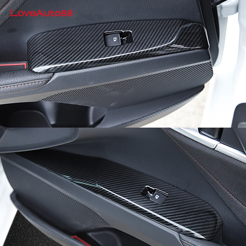 4Pcs Door Window Lift Switch Button Cover Trim Panel Car Carbon Fiber Sticker Fit For Toyota Camry 2018 2019 2020 2021 | Автомобили и