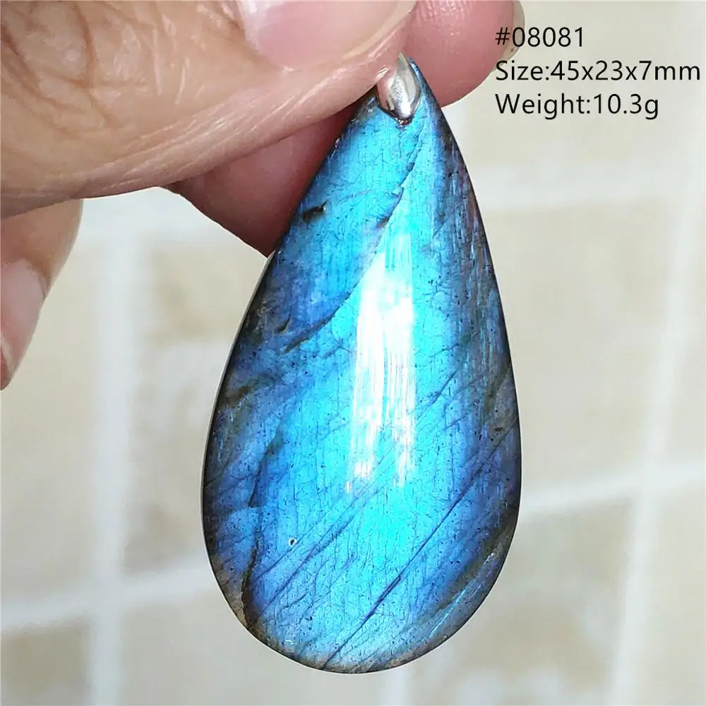 

Natural Blue Light Labradorite Women Men Pendant 45x23x7mm Water Drop Labradorite Necklace Gemstone Rare Jewelry AAAAA