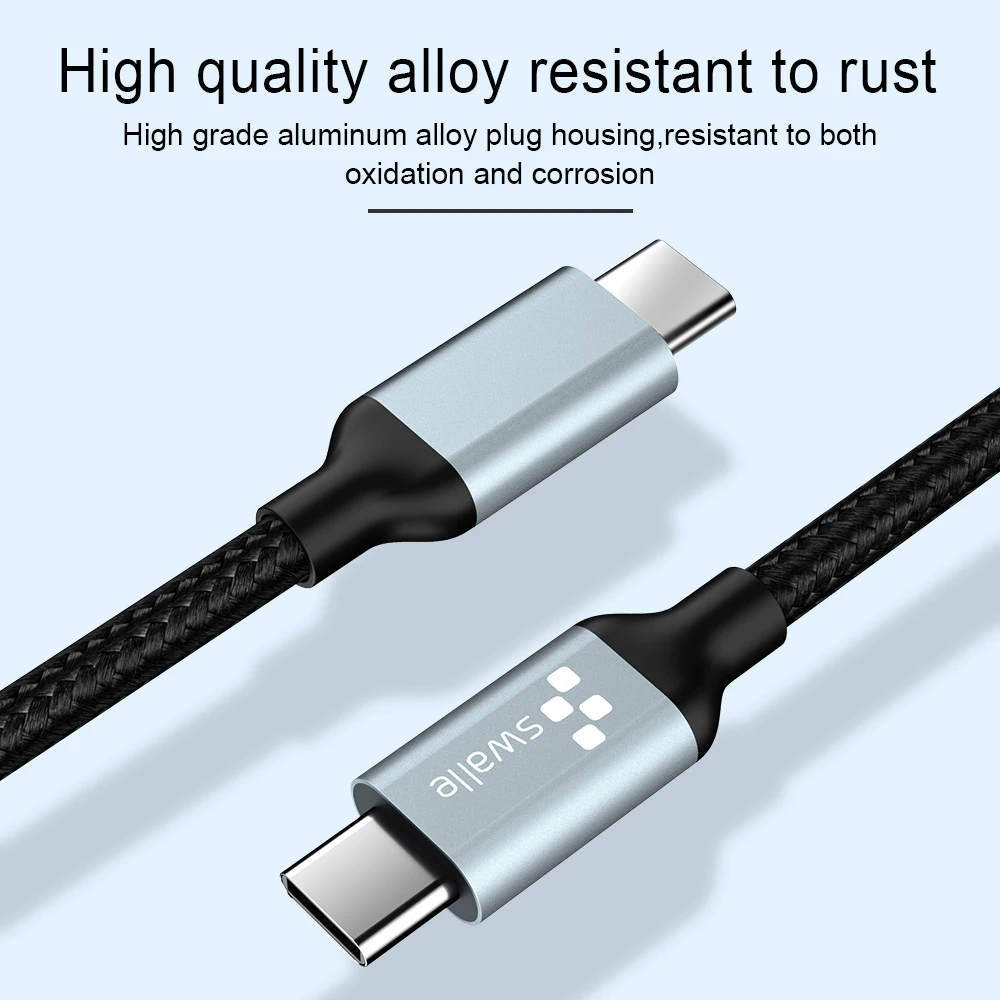 Swalle USB кабель типа C к type C 3,0 usb Дата-кабель для быстрой передачи данных зарядный шнур для телефона для Xiaomi Honor 8X9 USB C линия передачи данных Кабо usb 3,0