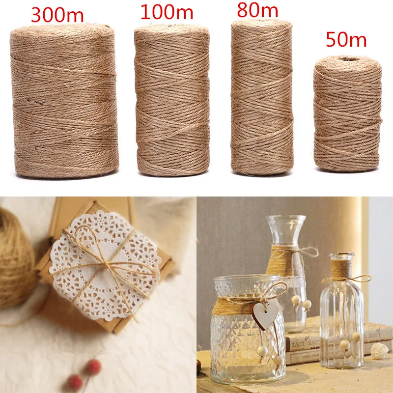 Пеньковые льняные шнуры ручной работы, веревка для галстука, веревка для рукоделия, аксессуары для творчества, украшение для дома 50 м/80 м/100 м/300 м