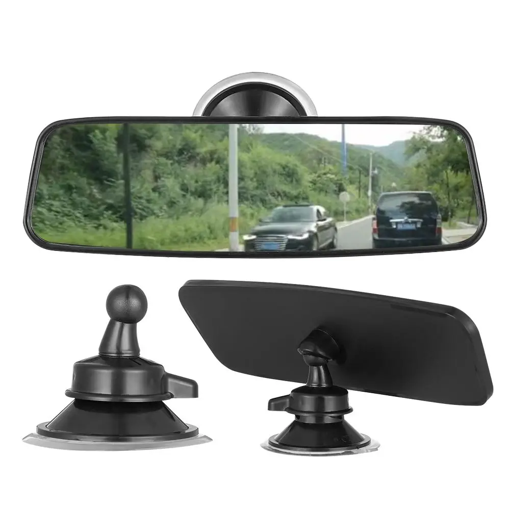 

for Car SUV MPV Van ABS Plastic Base Interior Rear View Mirror Wide Angle Glass Mirror with Suction Cup 360° Rotating
