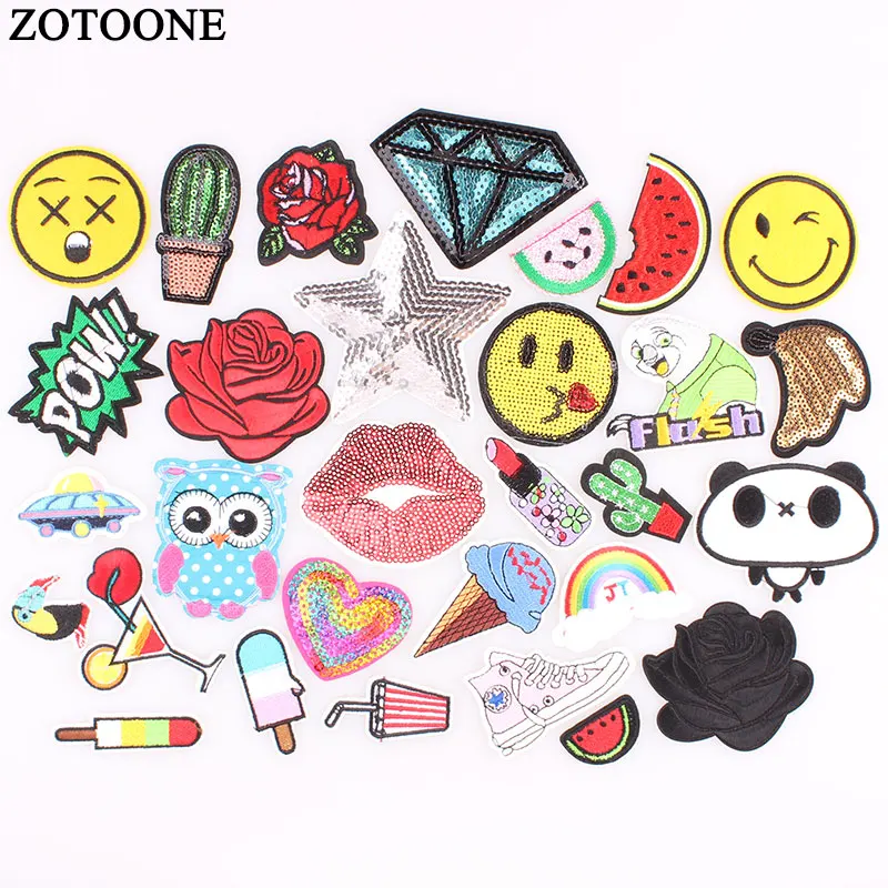 Наклейки ZOTOONE с металлическими накладками вышивка цветочной аппликацией для