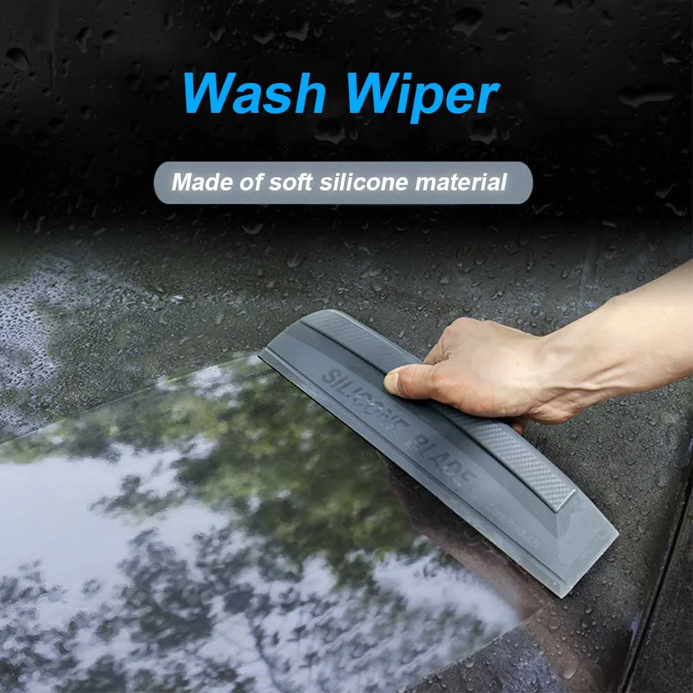 

Bodywork Car Wash Wiper Brush Silicone Soft Windshield Plate Glass Cleaning Black Blade Water Squeegee Tool Window