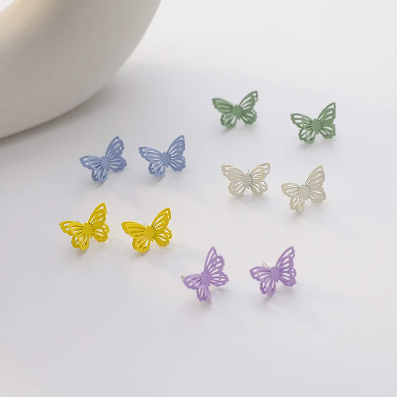 

Korean Fashion Cute and Sweet Butterfly Earrings for Women Three-dimensional Hollow Butterfly Wings Earrings Earrings